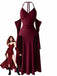 60er Gothic Maxikleid mit Neckholder und Hoch