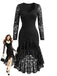 Schwarzes 60er Kleid mit Spitze und High-Low