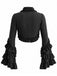 Schwarze 50er Gothic Jacke mit Rüschen und Langärmeln