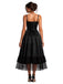 50er Gothic Kleid mit Spitzen-Tüll und Tunnelzug-Raffung
