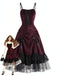 50er Gothic Kleid mit Spitzen-Tüll und Tunnelzug-Raffung