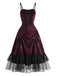 50er Gothic Kleid mit Spitzen-Tüll und Tunnelzug-Raffung