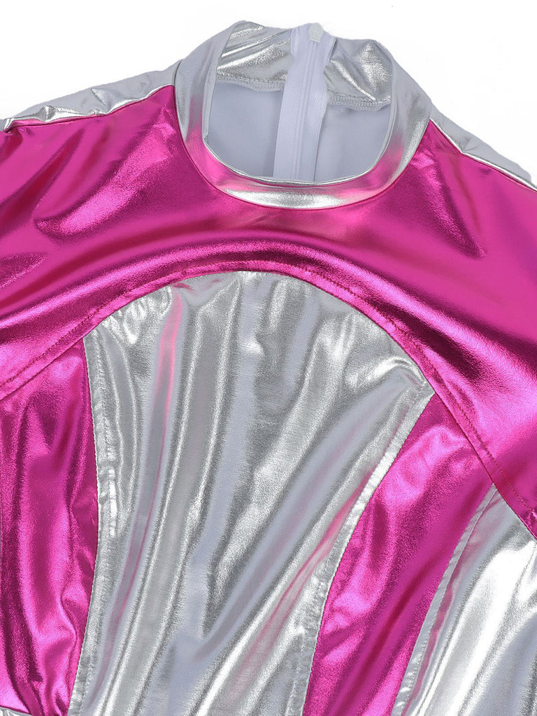 70er Plisseekleid in Metallic-Optik