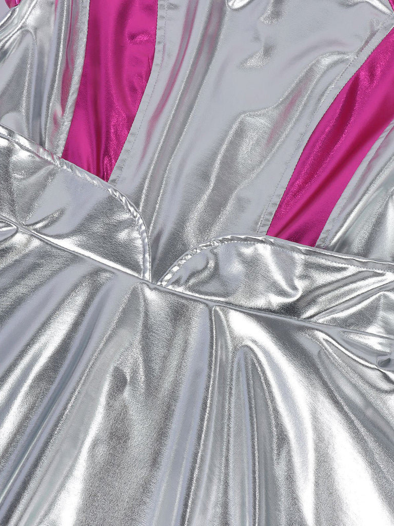 70er Plisseekleid in Metallic-Optik