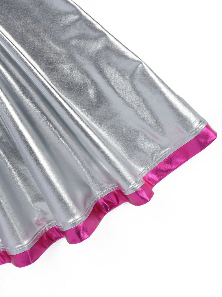 70er Plisseekleid in Metallic-Optik