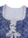 Dunkelblaues 50er Kleid mit Blumen und Puffärmel