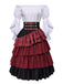 Weinrotes 50er Top & Rock Set mit Rüschen