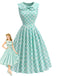 Grünes 50er Kleid mit Peter-Pan-Kragen und Tasche