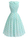 Grünes 50er Kleid mit Peter-Pan-Kragen und Tasche