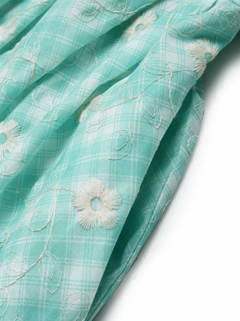 Grünes 50er Kleid mit Peter-Pan-Kragen und Tasche