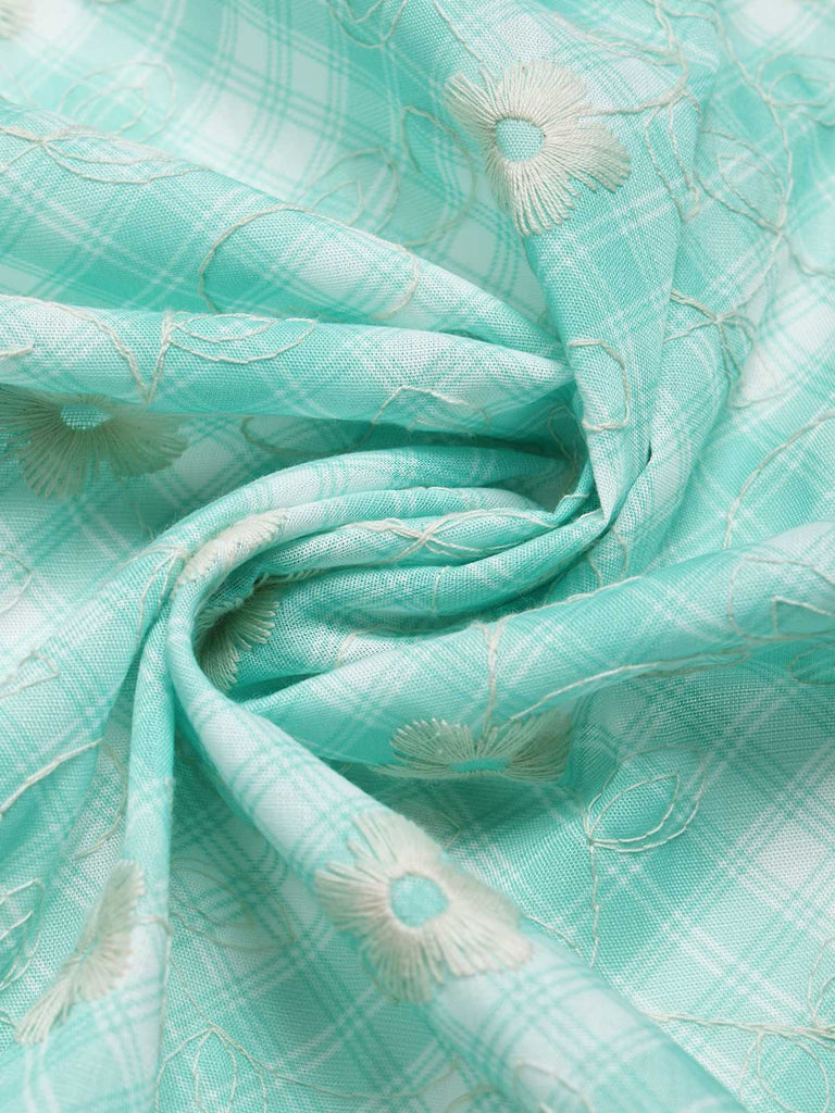 Grünes 50er Kleid mit Peter-Pan-Kragen und Tasche