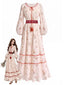 [Vorverkauf] 70er Boho-Maxikleid mit Blumenstickerei und Laternenärmeln