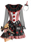 Schwarzes 50er Halloween-Kostümkleid mit Totenkopf-Print und Streifen