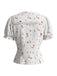 Weiße 40er Bluse mit Spitze und Perlenknöpfen