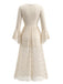 70er Maxikleid mit Glockenärmeln und geraffter Taille