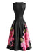 Schwarzes 50er Plisséekleid mit Blumen