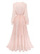 Orange & Rosa 30er Maxikleid mit Puffärmel und Blumen