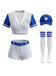 70er Baseball-Kostümset mit Streifen-Shirt, Shorts, Hut und Stutzen