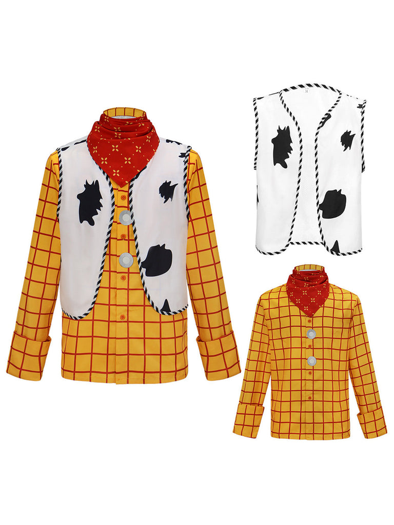 80er Halloween Cowgirl-Sheriff-Set mit Karohemd und Weste