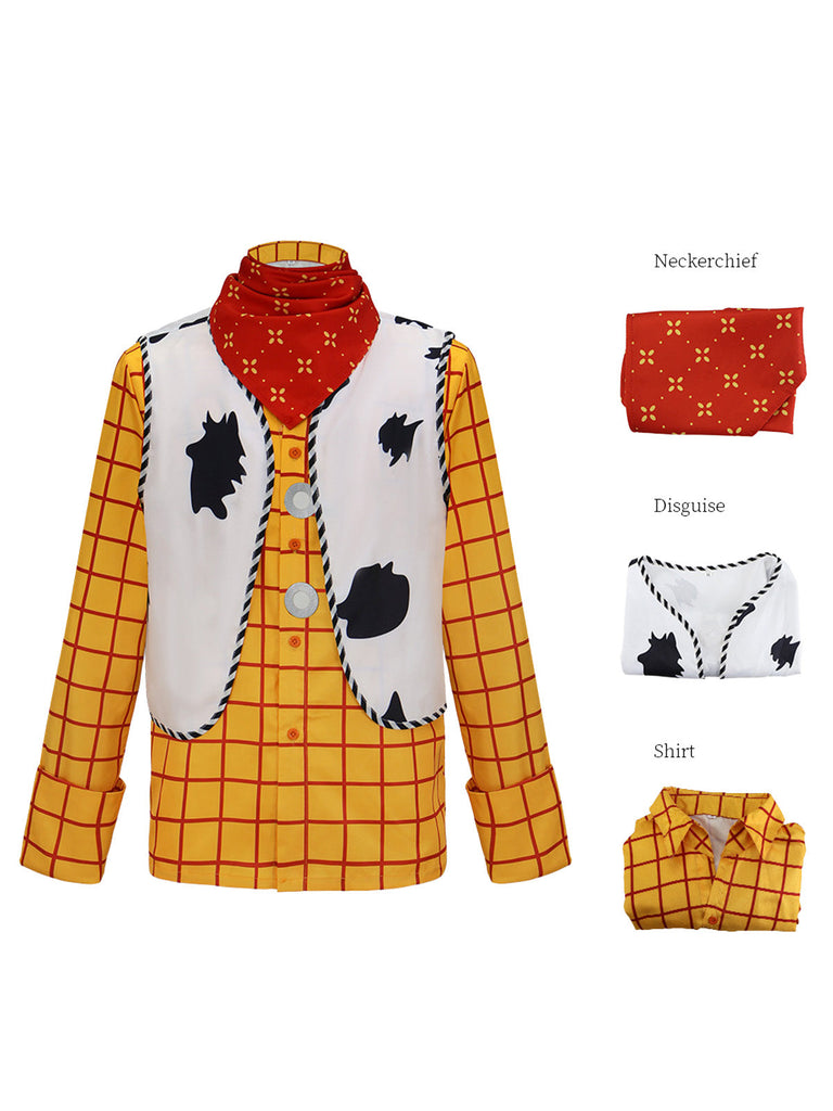 80er Halloween Cowgirl-Sheriff-Set mit Karohemd und Weste