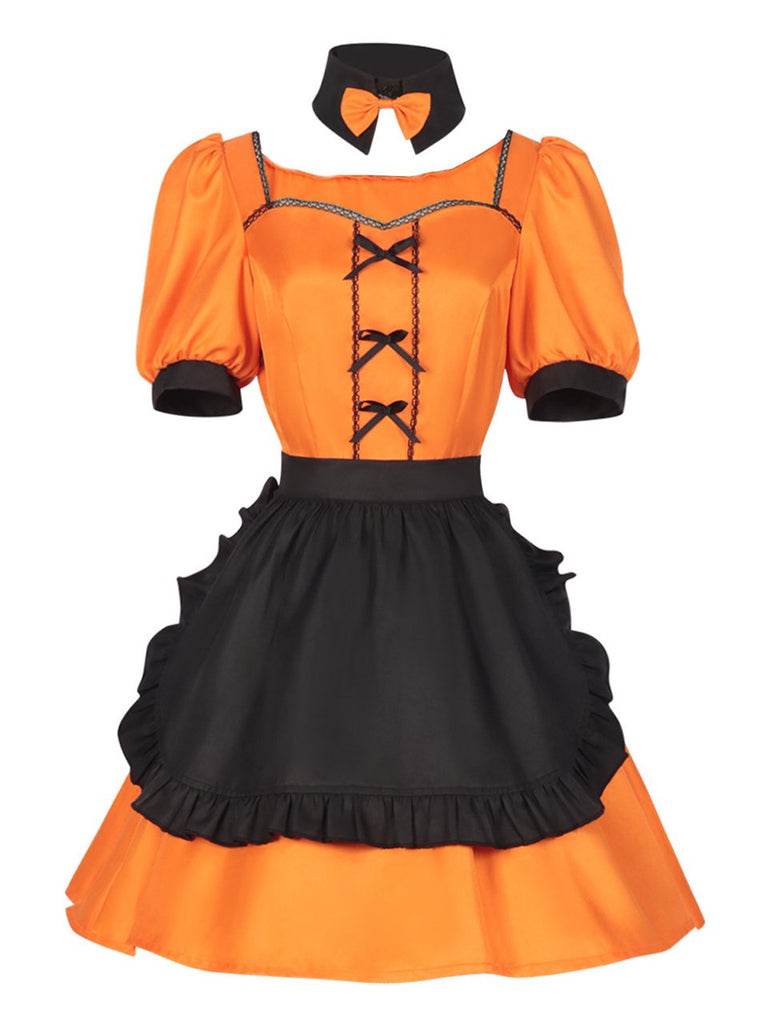 50er Halloween Kleid mit Schleife und Kürbis