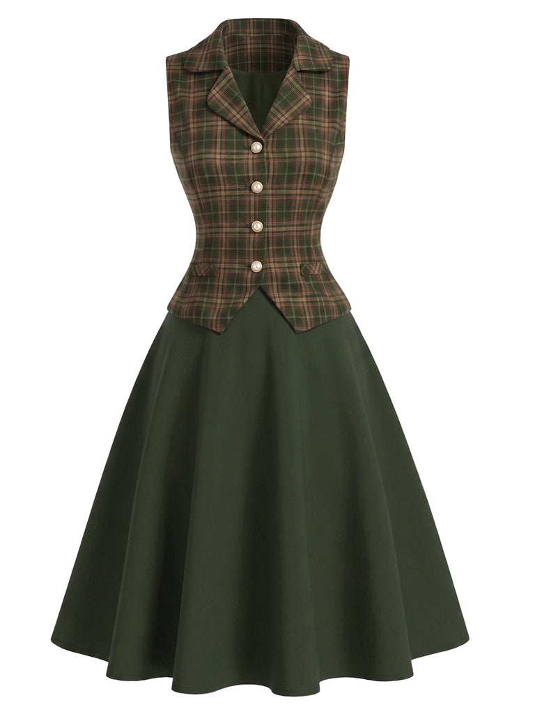 40er Bluse mit Schleife und Karo