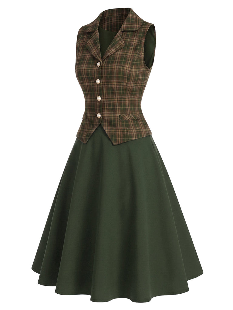 40er Bluse mit Schleife und Karo
