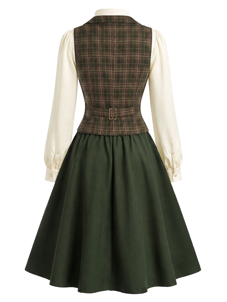 40er Bluse mit Schleife und Karo