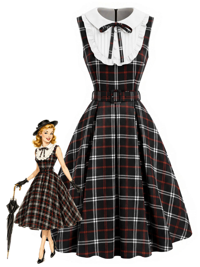 Schwarz-rotes 50er Kleid mit Karo