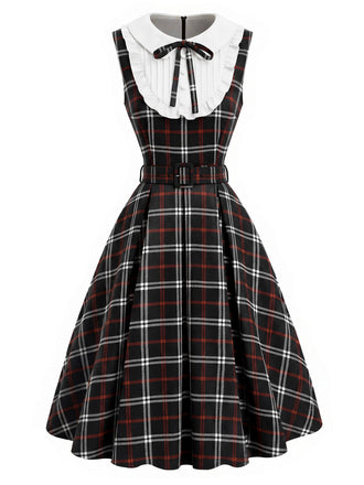 Schwarz-rotes 50er Kleid mit Karo