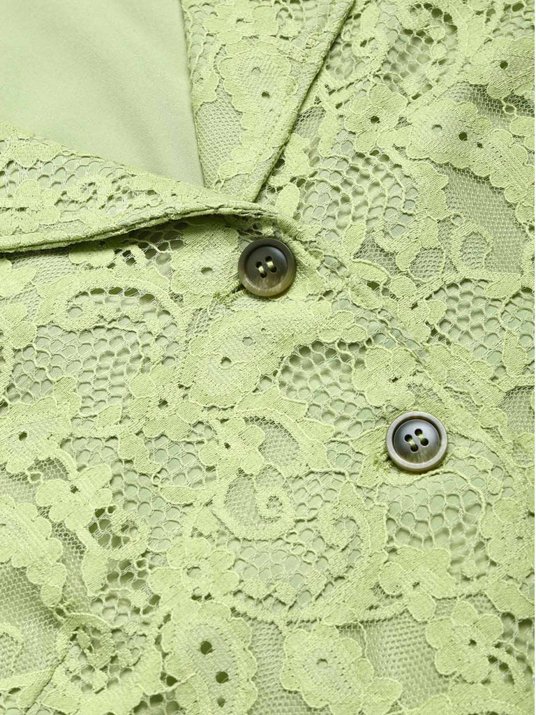 40er Shirtkleid mit Reverskragen und Spitze