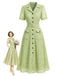 40er Shirtkleid mit Reverskragen und Spitze