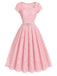 Rosa 50er Kleid mit Herzausschnitt und Spitze