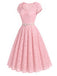 Rosa 50er Kleid mit Herzausschnitt und Spitze