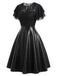 Schwarzes 50er Leder-Kleid mit Spitze