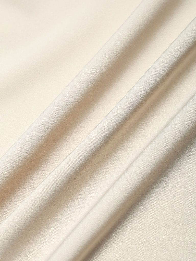 Beige 70er schulterfreies Bluse mit Rüschen und Spitze