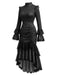 70er Gothic Kleid mit Polka-Dots und Spitzen-Patchwork