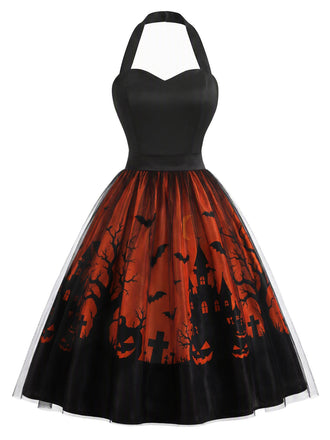 Schwarzes 50er Halloween Kleid mit Tüll