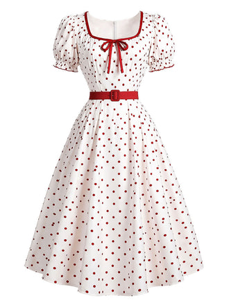 Rot-weißes 50er Kleid mit Polka-Dots