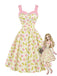 Grünes 50er Kleid mit Träger und Print