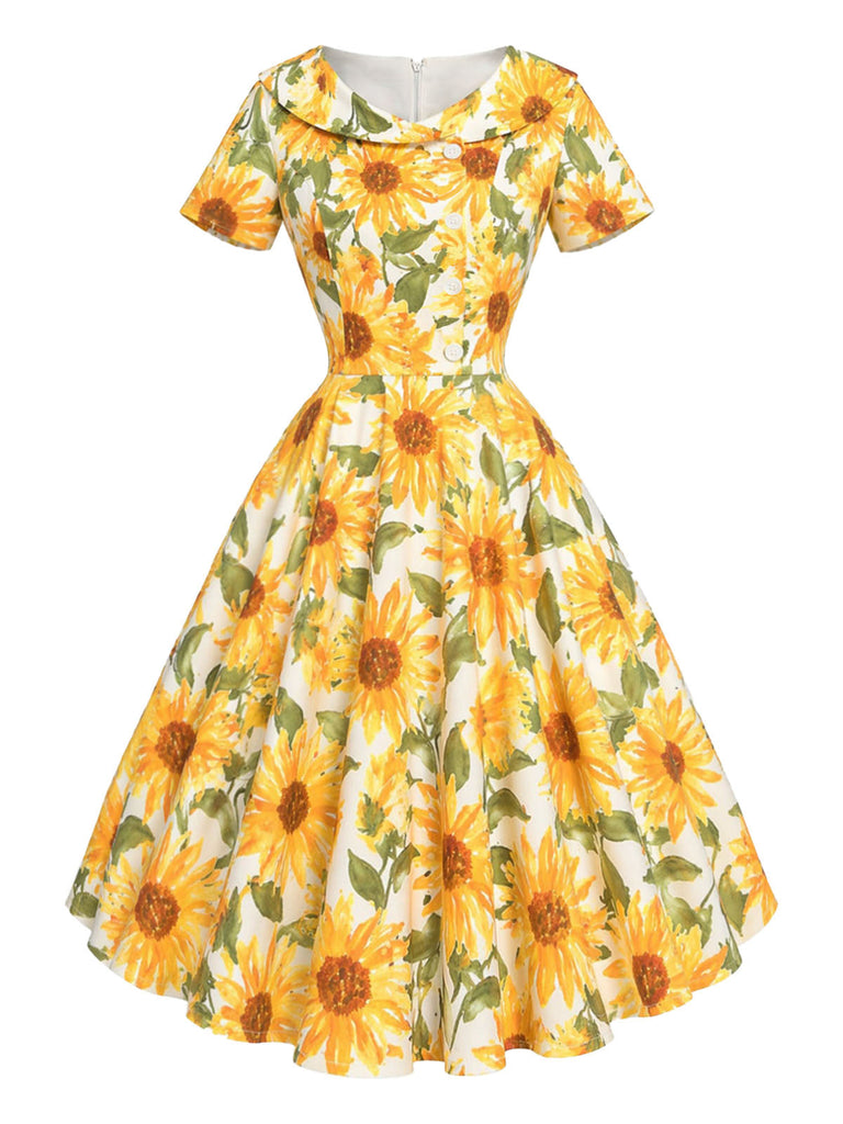 Gelbes 50er Swingkleid mit Sonnenblumen
