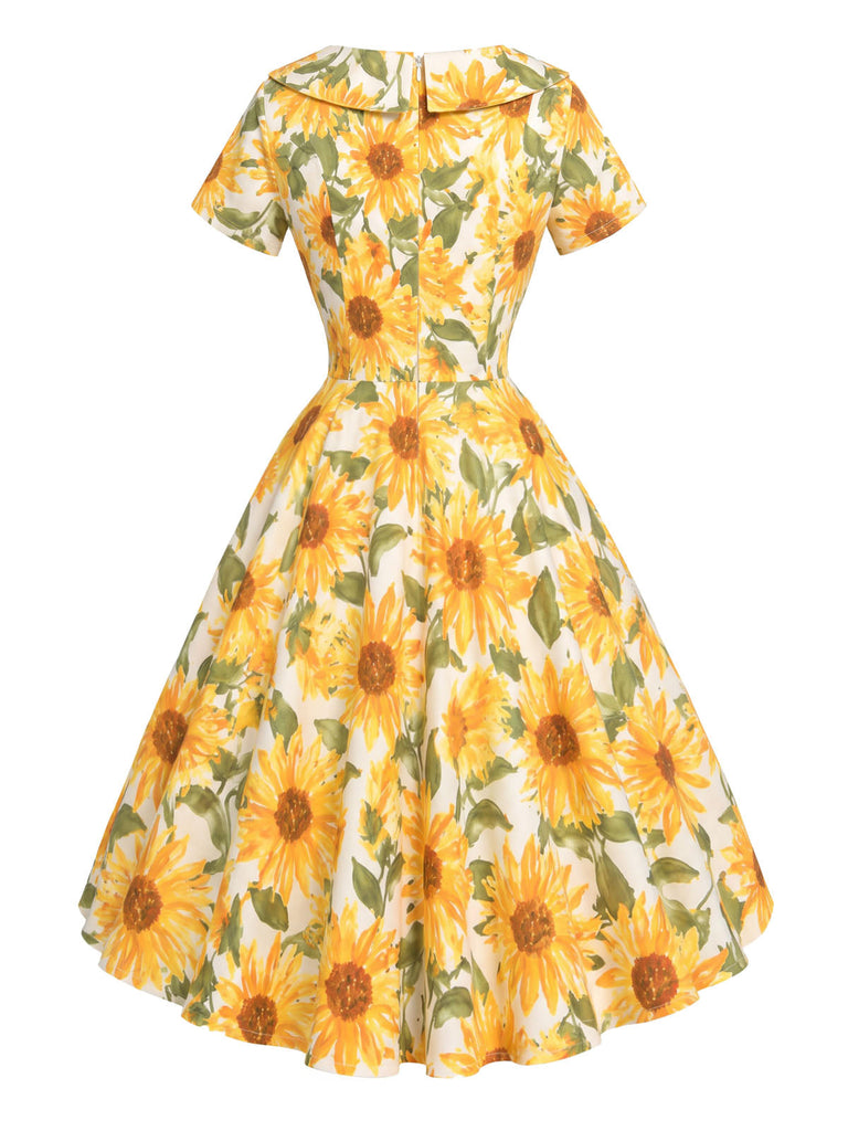 Gelbes 50er Swingkleid mit Sonnenblumen