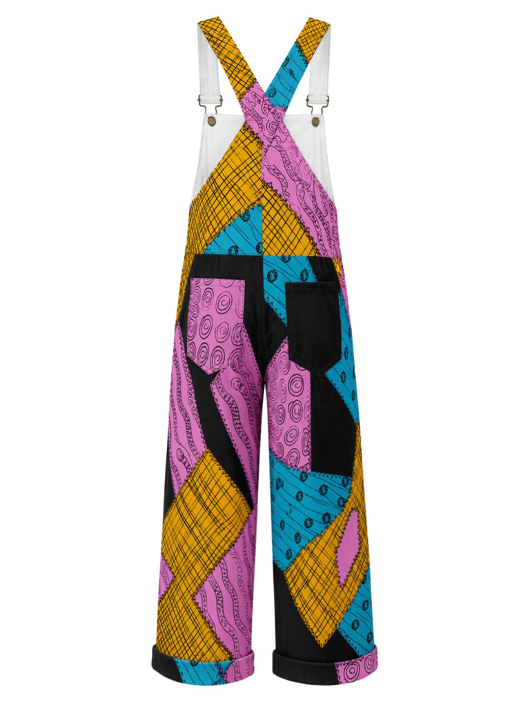 80er Sally-Latzhose mit Patchwork und Taschen