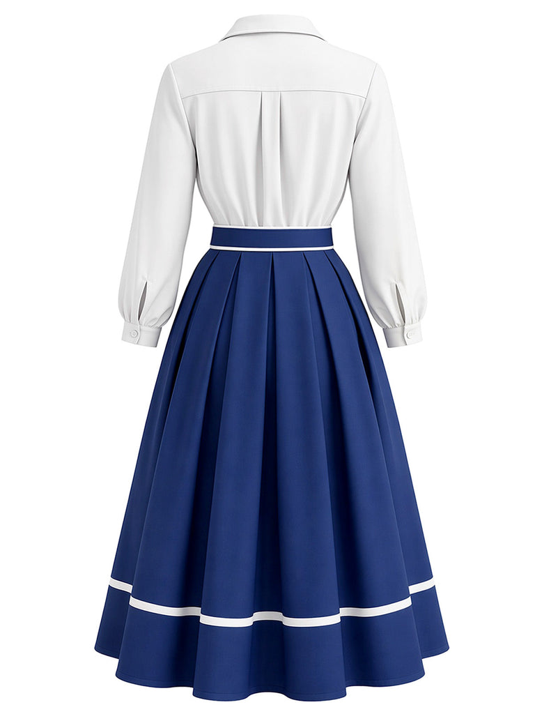 50er Swingkleid mit Reverskragen und Besatz
