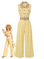 [Vorverkauf] Hellgelber 60er Jumpsuit mit Gürtel und weitem Bein