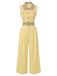 Hellgelber 60er Jumpsuit mit weitem Bein
