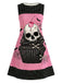 [Vorverkauf] Rosa 60er Gothic-Kleid mit Totenkopf-Cupcake und Polka-Dots