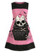 Rosa 60er Kleid mit Totenkopf-Cupcake-Print