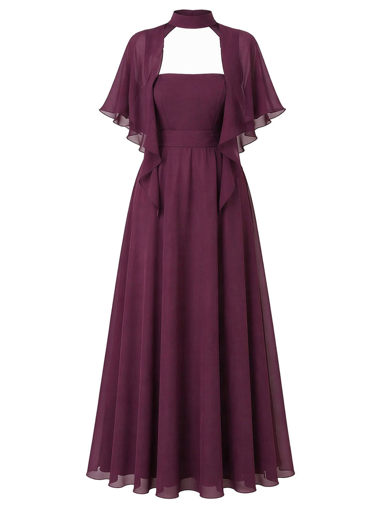 30er Chiffon-Midikleid mit Neckholder