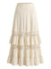 Beige 70er Boho Bluse mit Rüschen und Spitze